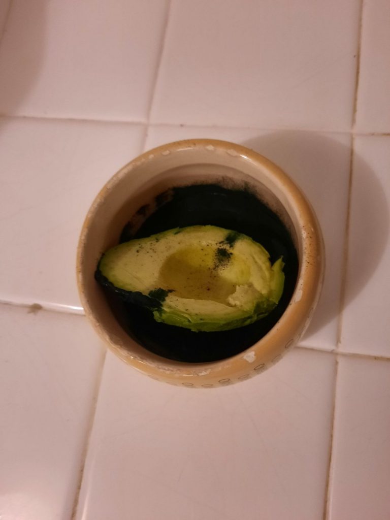 Natural face mask with avocado mash 